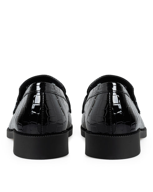 Mocasín Negro Croc Hebilla Dorada 3234428
