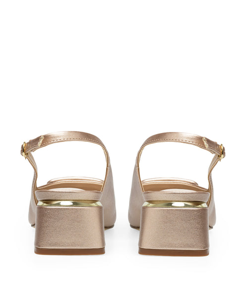 Tacón Slingback Oro Rosado Hebilla Cuadrada 332501