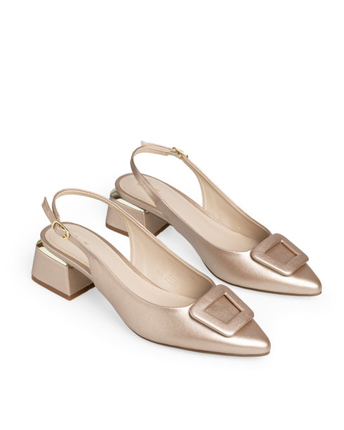 Tacón Slingback Oro Rosado Hebilla Cuadrada 332501