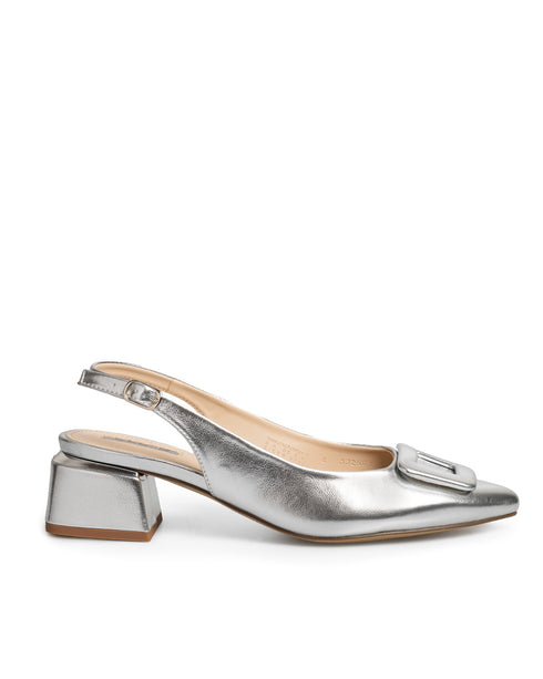 Zapatilla Plata Slingback Hebilla 332501