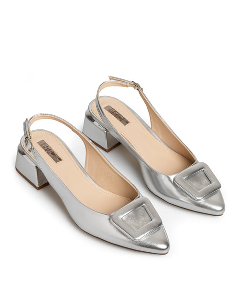 Zapatilla Plata Slingback Hebilla 332501