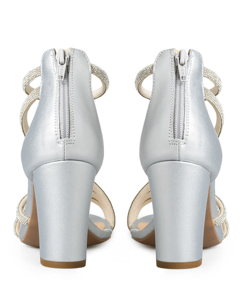 Zapatilla Plata Tiras Brillos Ankle Strap 338011
