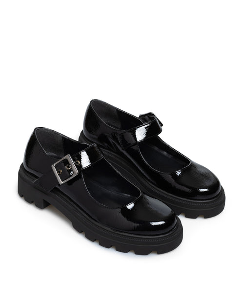 Zapato Flat Negro Con Hebilla 340402