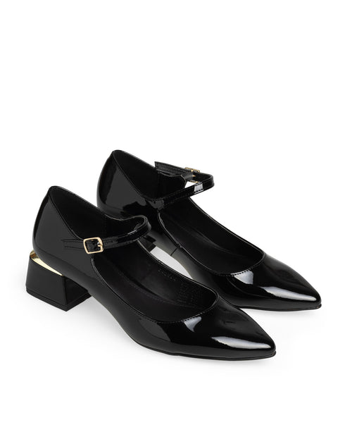 Zapatilla Negra Picuda Ankle Strap 342504