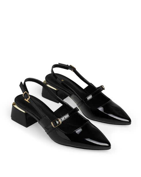 Zapatilla Negra Slingback Tacón Bajo 342505