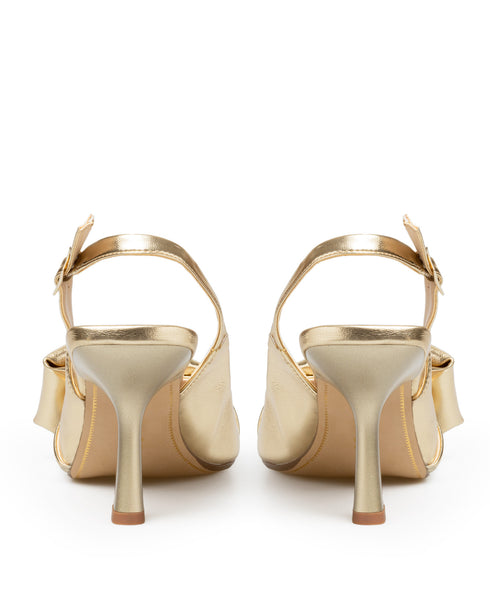 Zapatilla Oro Picuda Con Moño 344702