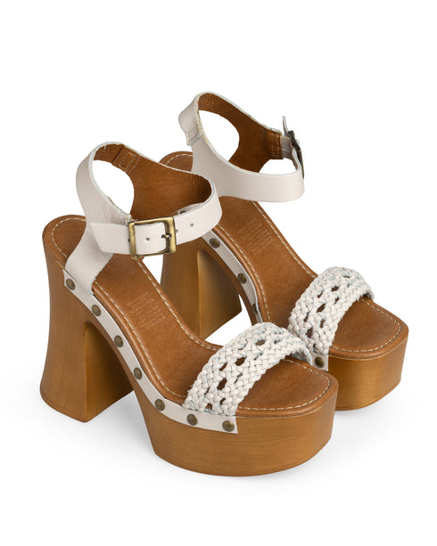 Sandalia Blanca Suela Madera 345703