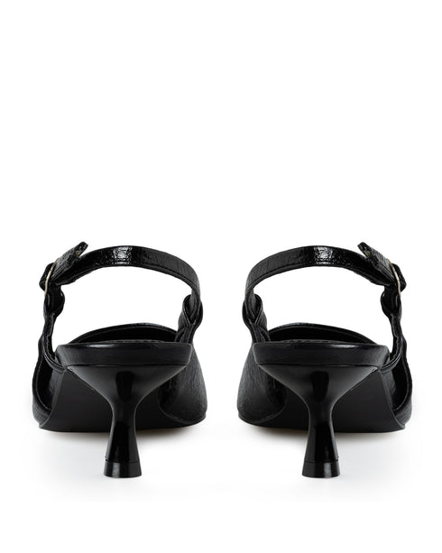 Zapatilla Negra Corrugada Kitten Heel 348-4183