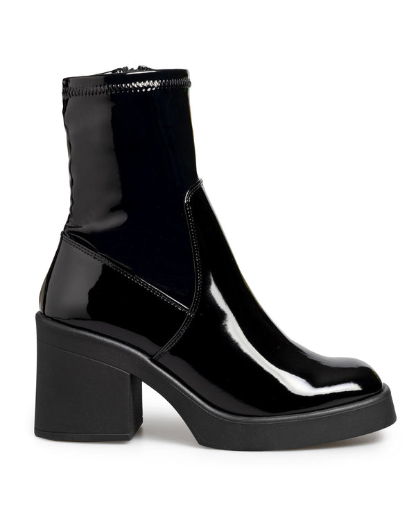 Botín Negro Charol Suela Gruesa 349801