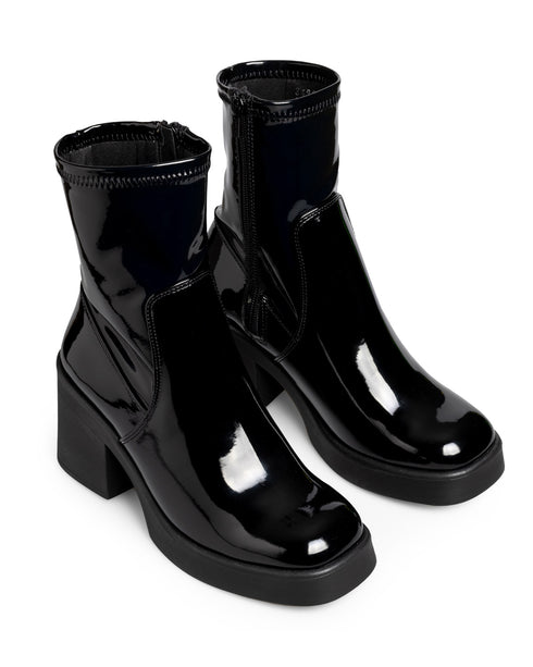 Botín Negro Charol Suela Gruesa 349801