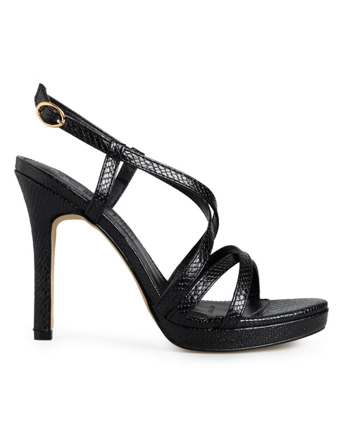 Sandalia Negra Snake Tiras Cruzadas 352302
