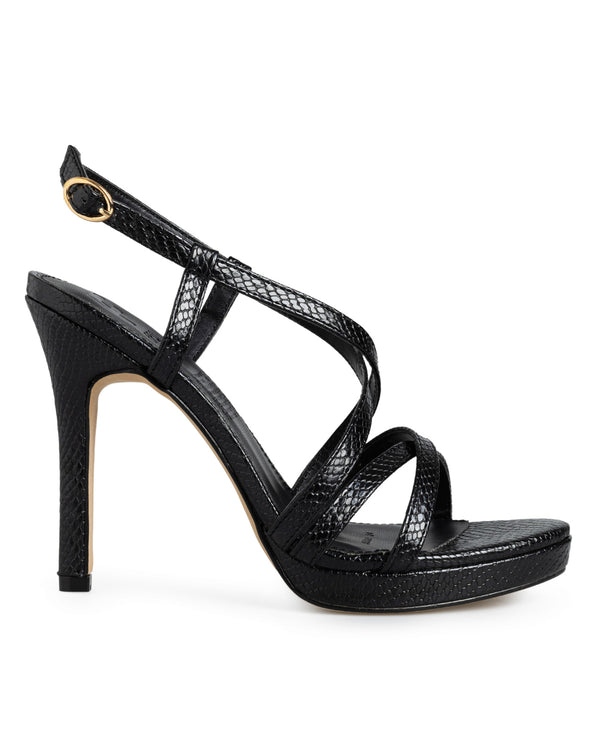 Sandalia Negra Snake Tiras Cruzadas 352302