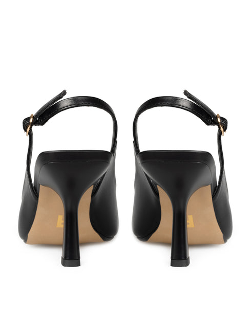Zapatilla Negra Slingback Hebilla Cuadrada 354703