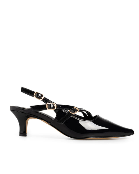 Zapatilla Negra Slingback Kitten Heel 355203