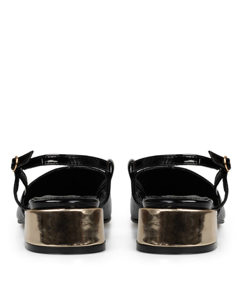 Zapatilla Negra Croc Picuda Slingback 3569