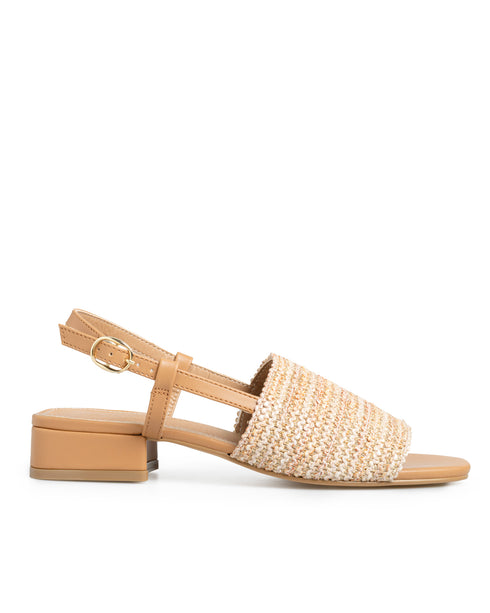 Sandalia Tacón Camel Slingback Yute 3594277