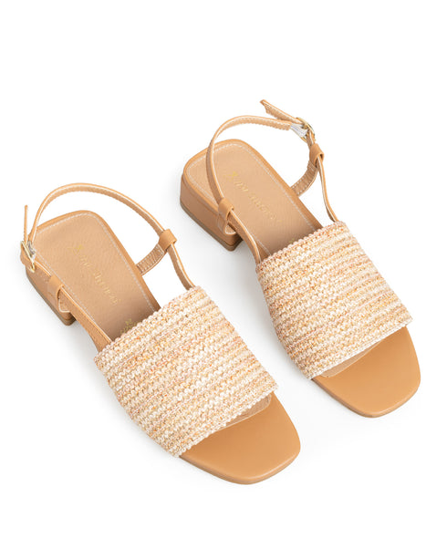 Sandalia Tacón Camel Slingback Yute 3594277