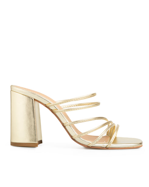Sandalia Tacón Oro Tiras 3604282