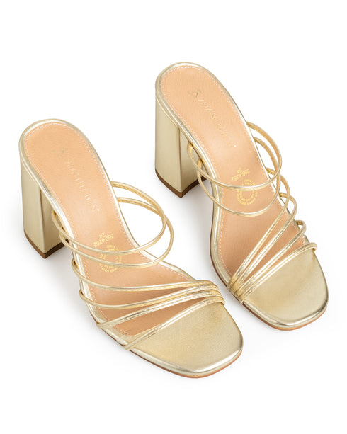 Sandalia Tacón Oro Tiras 3604282