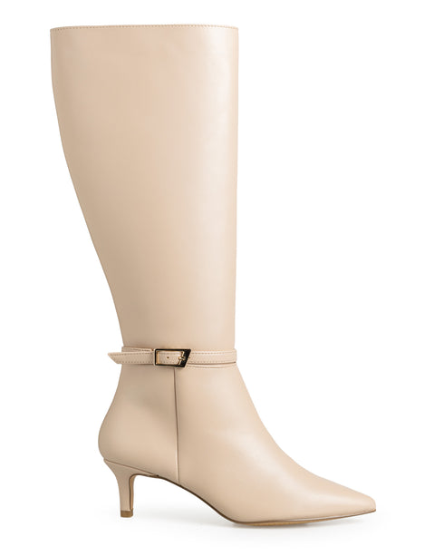 Bota Beige Hebilla Kitten Heel 360904