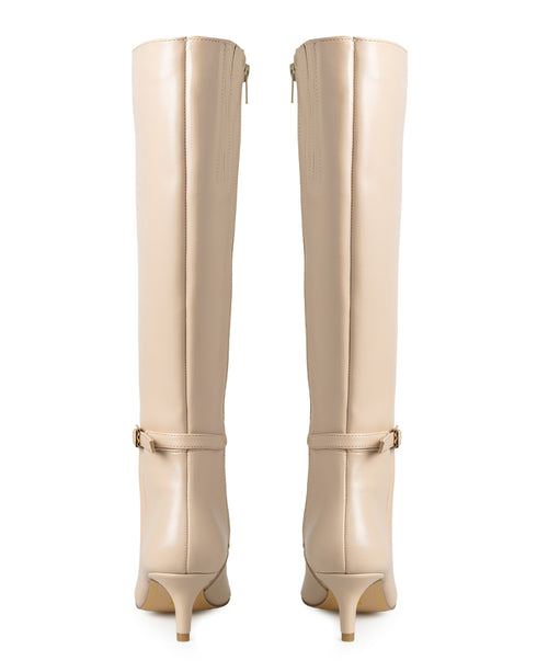 Bota Beige Hebilla Kitten Heel 360904