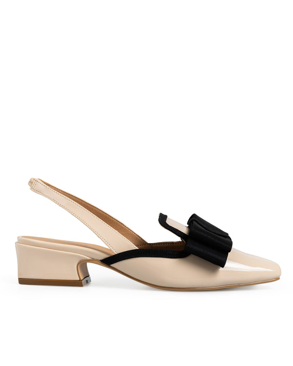 Zapatilla Nude Slingback Moño Negro 361-4291