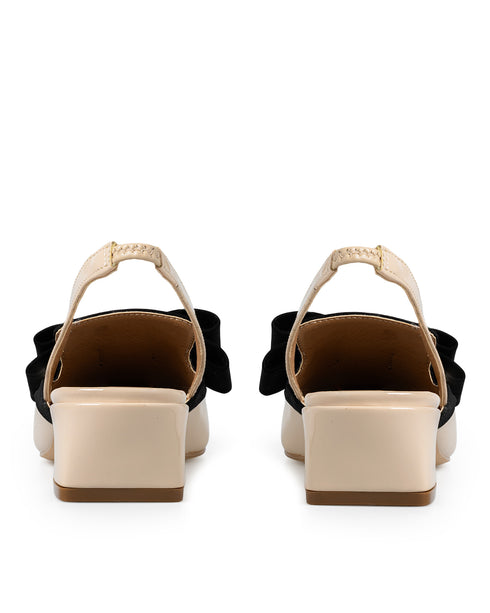 Zapatilla Nude Slingback Moño Negro 361-4291