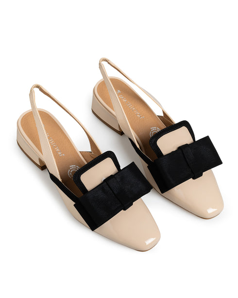 Zapatilla Nude Slingback Moño Negro 361-4291