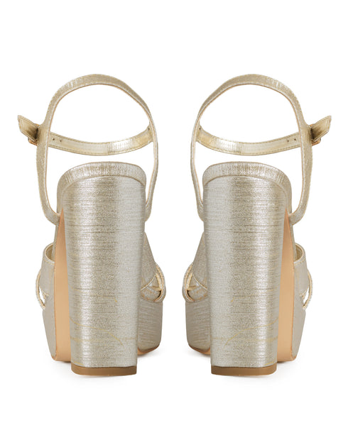Sandalia Plataforma Oro Tiras Cruzadas 366003