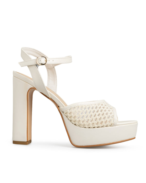 Sandalia Plataforma Latte Malla 366010