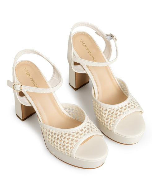 Sandalia Plataforma Latte Malla 366010