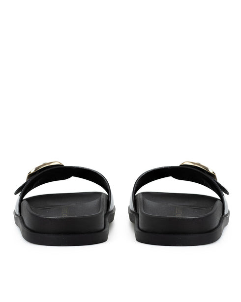 Sandalia Plana Negra Hebilla 3664323