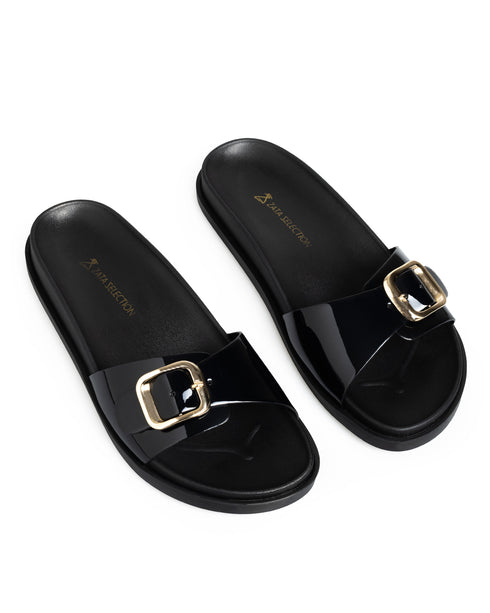 Sandalia Plana Negra Hebilla 3664323