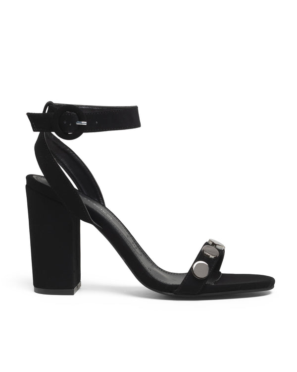 Sandalia Negra Ankle Strap Tira Círculos 1307