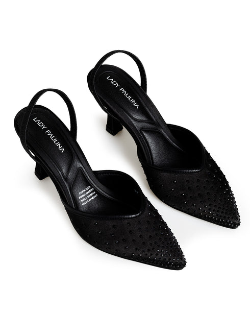 Zapatilla Negra Brillos 404008
