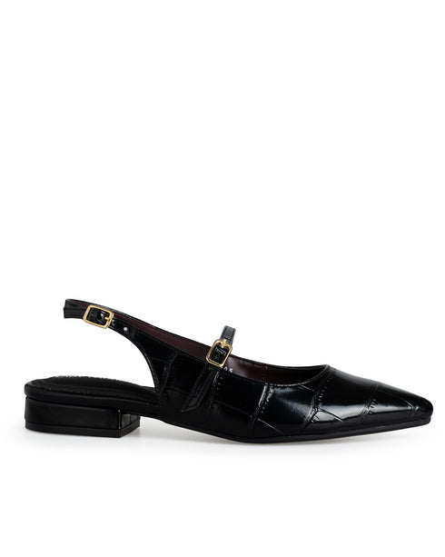 Balerina Negra Croc Doble Hebilla 408005