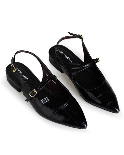Balerina Negra Croc Doble Hebilla 408005
