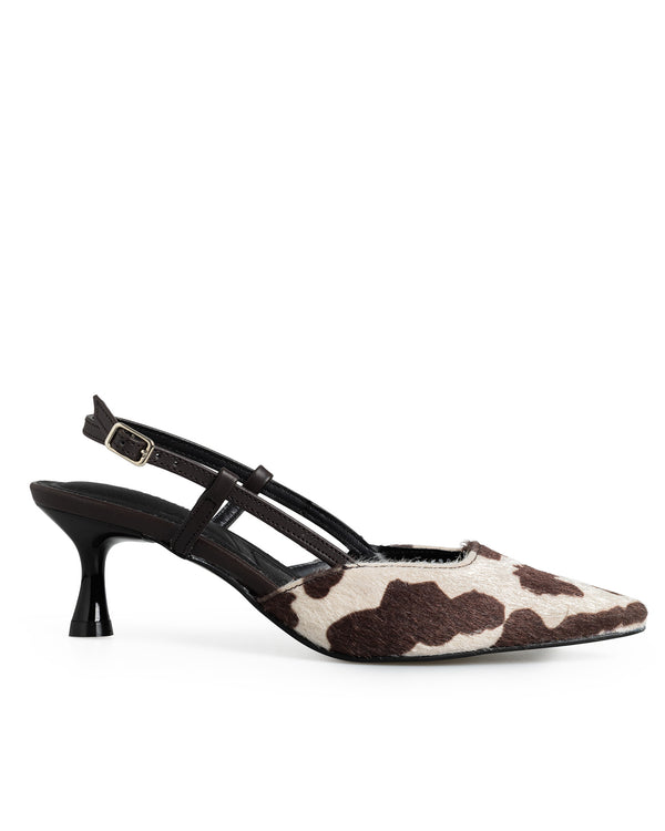 Zapatilla Vaca Slingback Manchas Cafés 418001