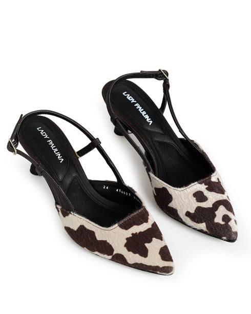 Zapatilla Vaca Slingback Manchas Cafés 418001