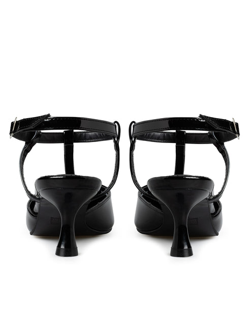 Zapatilla Picuda Negra T-strap 418007