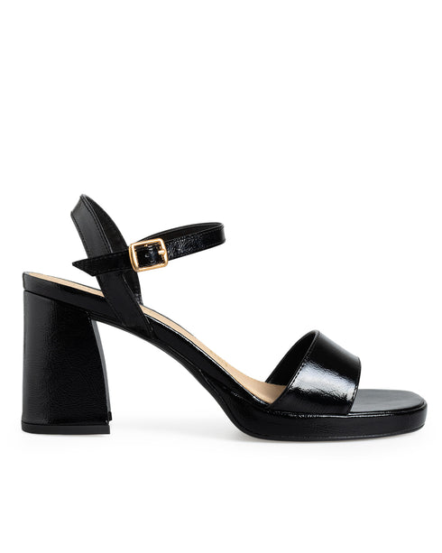 Sandalia Negra Tacón Grueso 435001