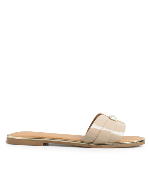 Sandalia Plana Beige Herraje 437001