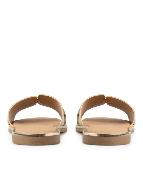 Sandalia Plana Beige Herraje 437001