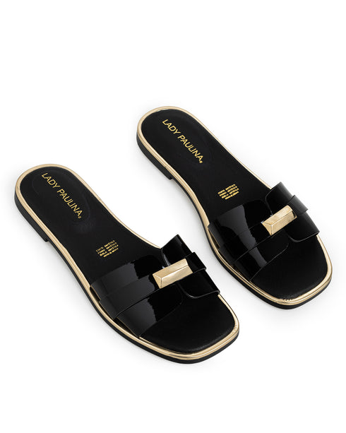 Sandalia Plana Negra Herraje 437001