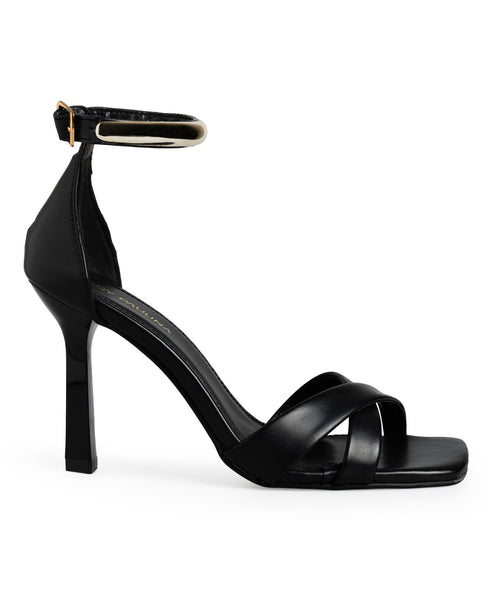 Sandalia Negra Ankle Strap Tiras Cruzadas 439004