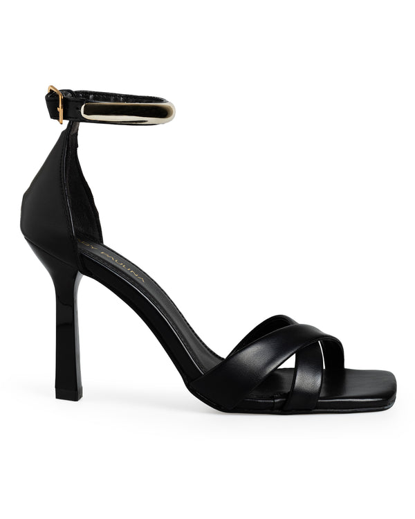 Sandalia Negra Ankle Strap Tiras Cruzadas 439004