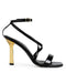 Zapatilla Negra Tiras Cruzadas Tacón Oro 439005