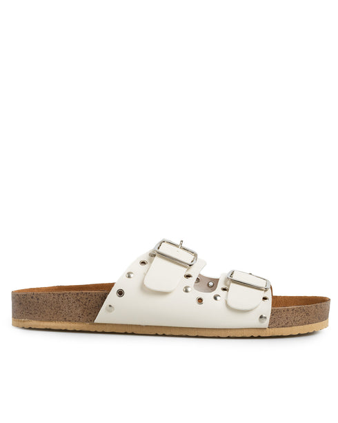 Sandalia Plana Latte Doble Hebilla 458001