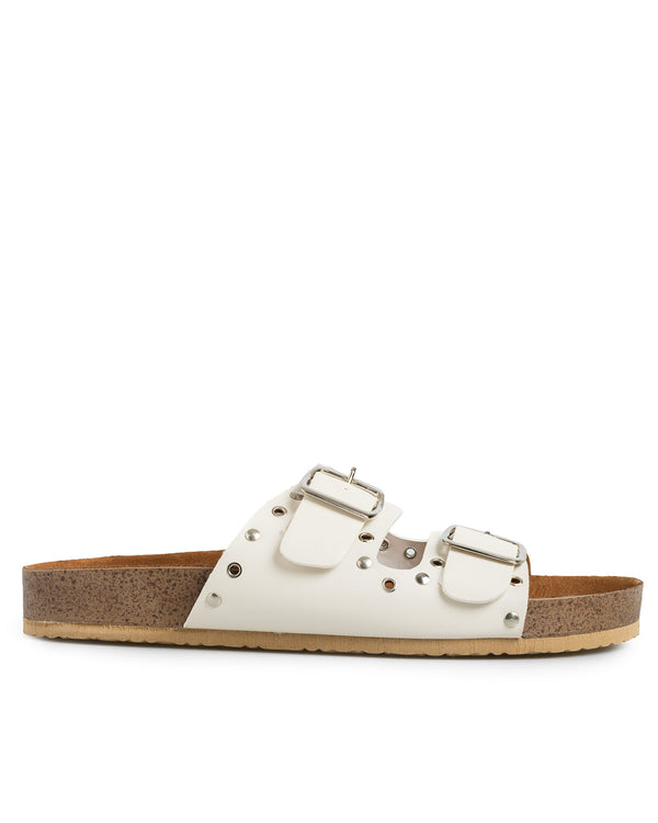 Sandalia Plana Latte Doble Hebilla 458001