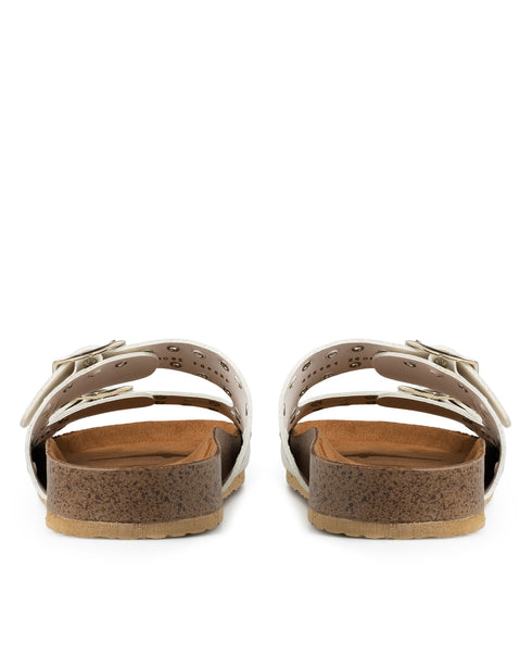 Sandalia Plana Latte Doble Hebilla 458001